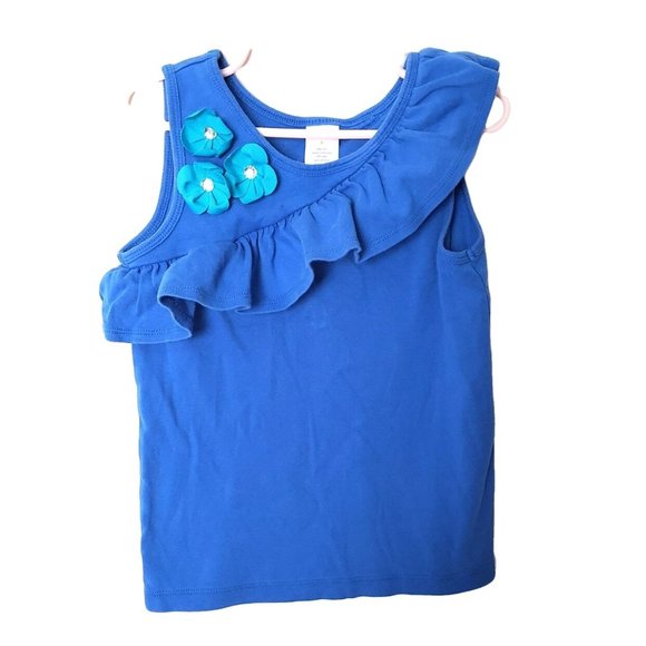 Gymboree Girls 6 Years Ruffle Tank Top‎ Bright Bloo - Picture 1 of 9